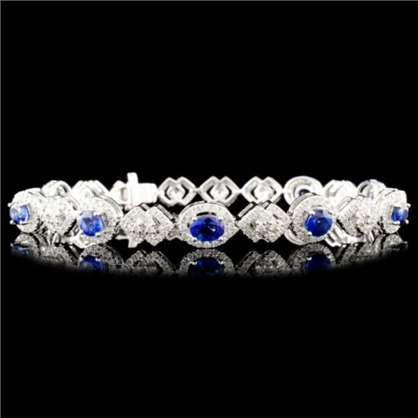 18K Gold 4.02ct Sapphire & 2.02ctw Diamond Bracele