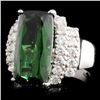 Image 2 : 14K Gold 8.57ct Tourmaline & 0.99ctw Diamond Ring