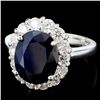 Image 2 : 14K Gold 4.00ct Sapphire & 1.00ctw Diamond Ring