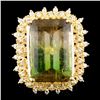 14K Gold 23.74ct Tourmaline & 0.55ctw Diamond Ring