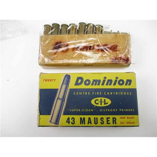 ASSORTED .43 MAUSER AMMO LOT