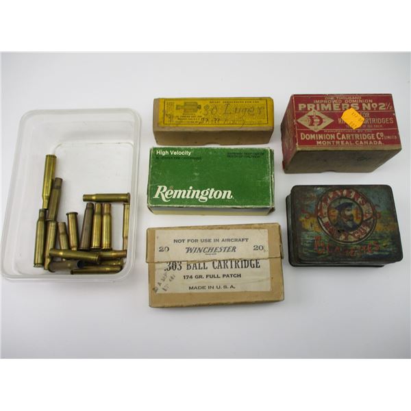 ASSORTED AMMO & BRASS CASE LOT
