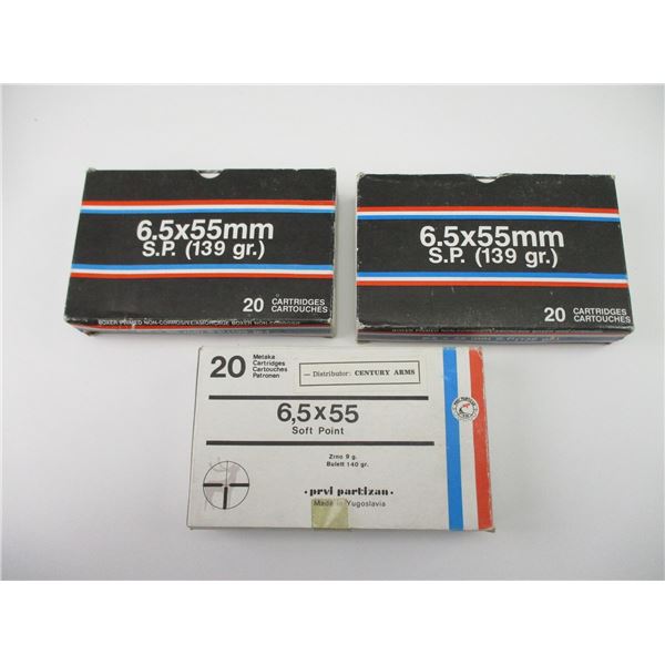 ASSORTED 6.5X55 MM AMMO LOT
