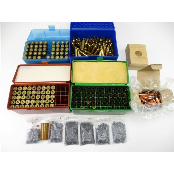 ASSORTED BRASS CASE AND BULLET LOT