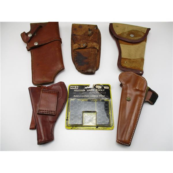 ASSORTED REVOLVER STYLE HOLSTERS ETC