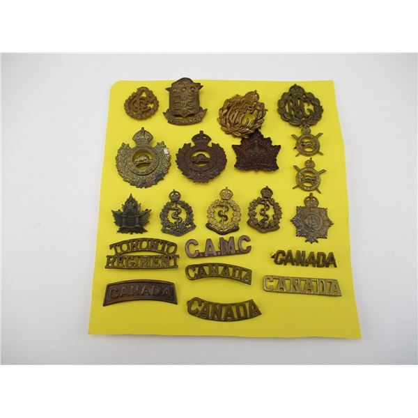 WWI/WWII CANADIAN CAP BADGES LOT