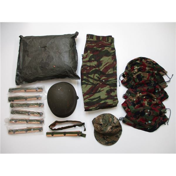 MILITARY CLOTHING/HELMET ETC LOT