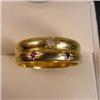 Image 1 : 14ct Gold Double Band Ring, with Small Stones #2251397
