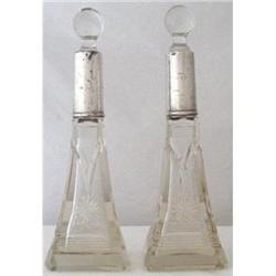 Sterling & Crystal Perfume Bottles. Pair. #2252268