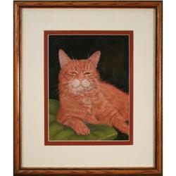 Orange Cat, Original Chalk Pastel by R. Brown #2298325