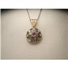 Image 1 : 18K Pink Gold Diamond Ruby Filigree Pendant #2298842