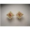 Image 1 : 14K YG Gold Diamond Ruby Filigree Earrings #2298857