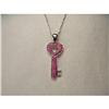 Image 1 : 14K WG Gold Ruby Heart Key Pendant Necklace #2298929