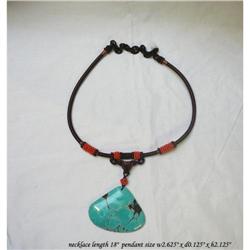 Coral Beads Turquoise Stone Pendant Necklace #2299094