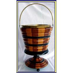 INLAID PARQUETRY WOOD BRASS JARDINIERE SCOTLAND#2299242