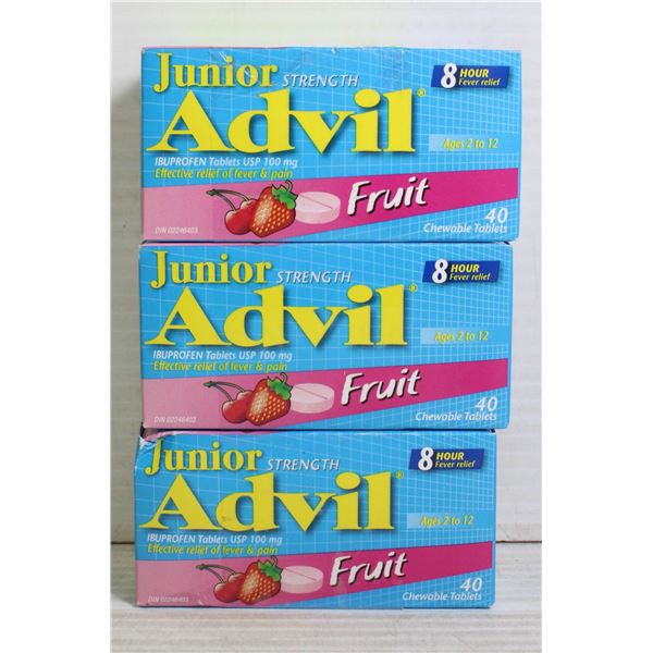 3PK ADVIL JUNIOR STRENGTH IBUPROFIN TABLETS FRUIT