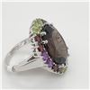 Image 2 : EC129-112 SILVER SMOKY QUARTZ,PERIDOT(16.3CT) RING