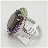 Image 3 : EC129-112 SILVER SMOKY QUARTZ,PERIDOT(16.3CT) RING