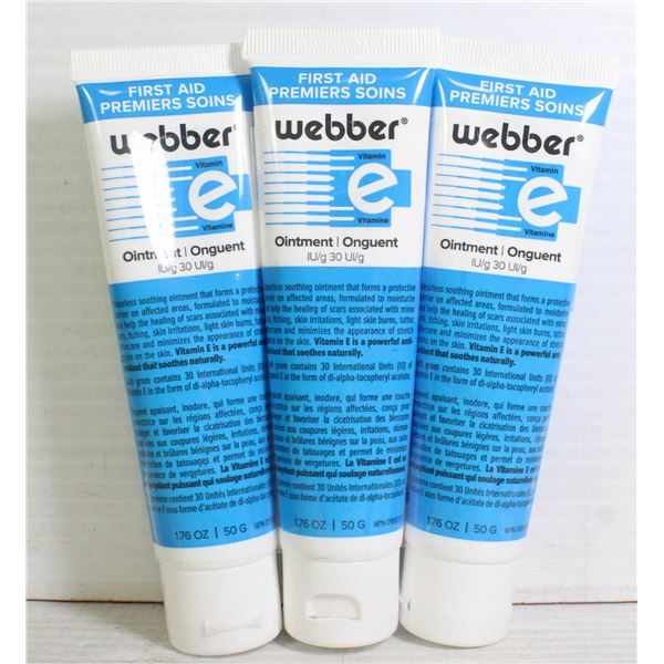 LOT OF 3 WEBBER FIRST AID VITAMIN E OINTMENT 50G