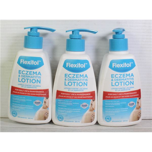 LOT OF 3 FLEXITOL ECZEMA AND DERMATITIS LOTION