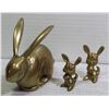 Image 1 : LOT OF 3 SMALL BRASS RABBITS