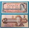 LOT OF 2 CANADIAN $2.00 BANKNOTES, 1954 & 1986