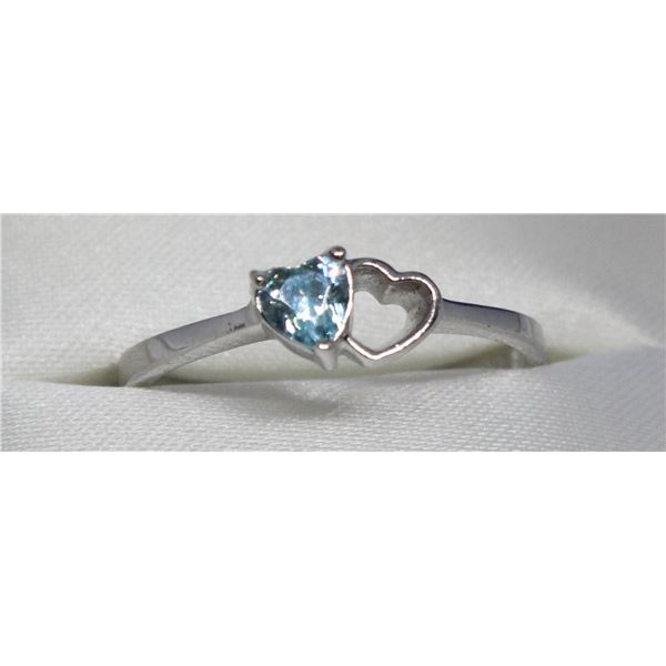 BZ415-165 SILVER BLUE TOPAZ RING SZ 8