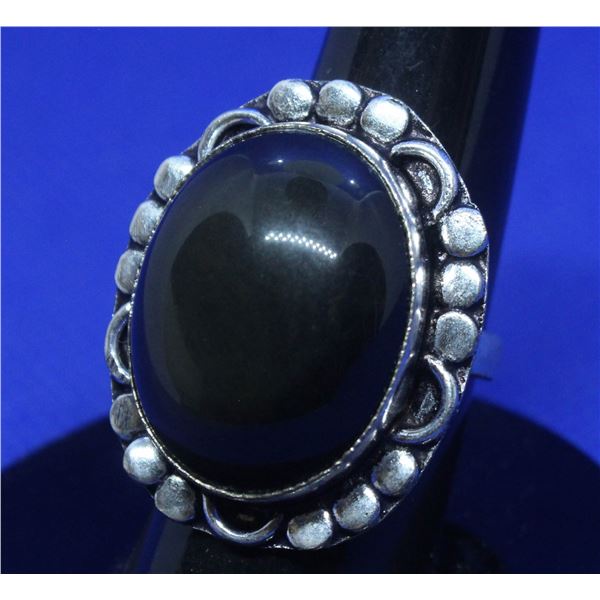 #84-NATURAL BLACK OBSIDIAN RING SIZE 6