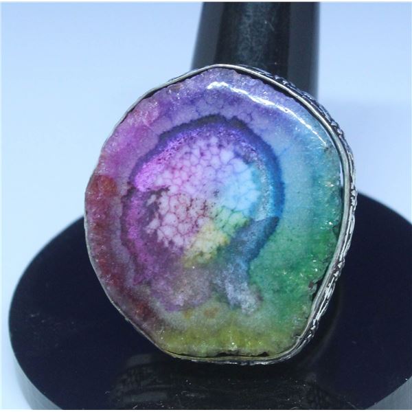 #49-NATURAL RAINBOW SOLAR QUARTZ RING SIZE 9.25