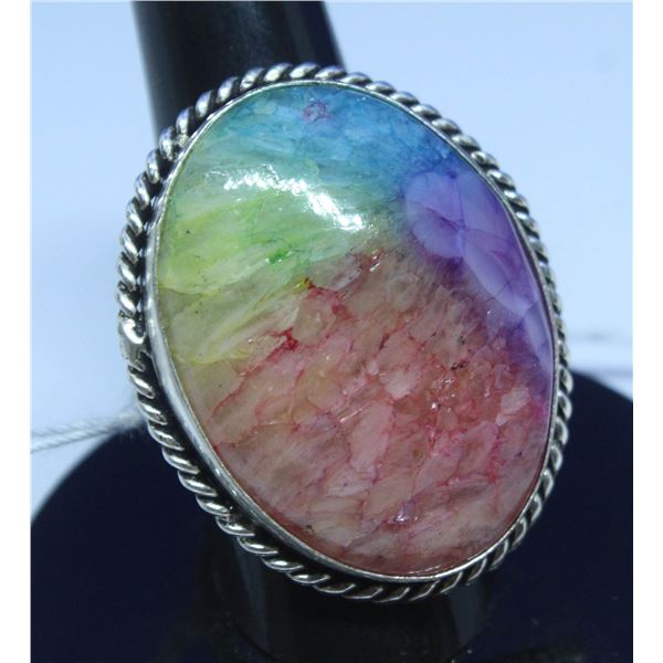 #44-NATURAL RAINBOW SOLAR QUARTZ RING SIZE 7.5