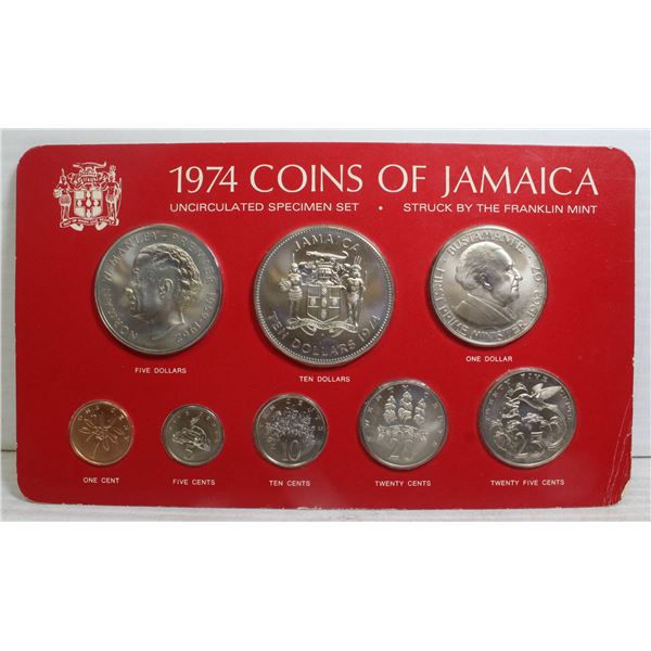 1974 JAMAICA SPECIMEN COIN SET WITH 8 COINS