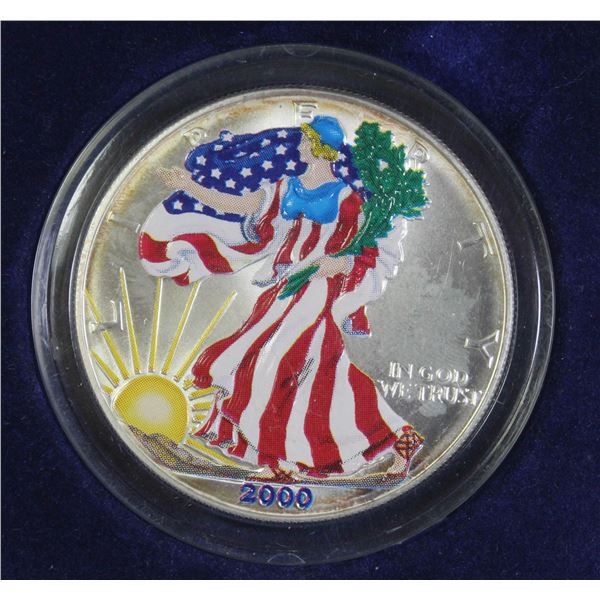 1-OZ .999 USA FINE SILVER EALGE $1 SPECIAL COLORIZ