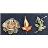 Image 1 : LOT OF 3 MIXED LADIES COSTUME BROOCHES LARGE