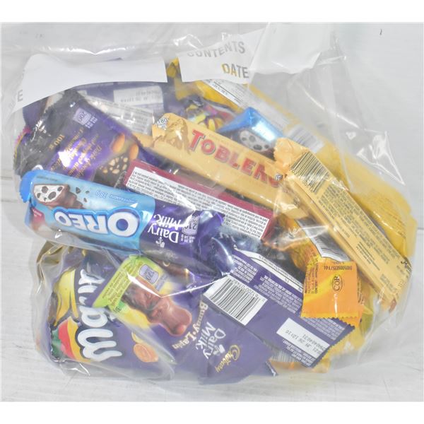 BAG LOT OF ASSORTED CHOCOLATE BARS + CANDY