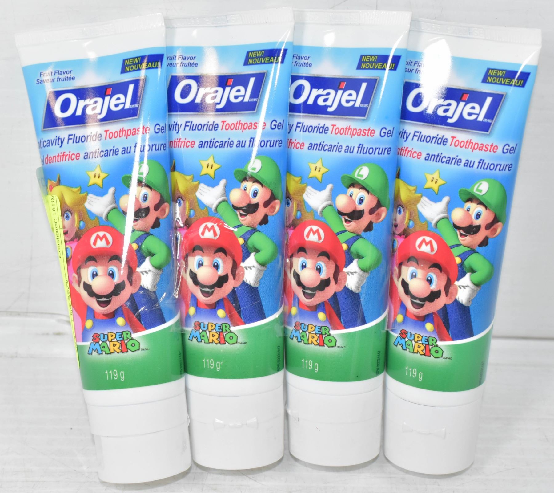 4PK ORAJEL SUPER MARIO TOOTHPASTE FRUIT FLAVOR