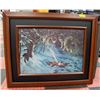 Image 1 : HIDDEN WOLVES FRAMED PICTURE APPROX 28" X 30"