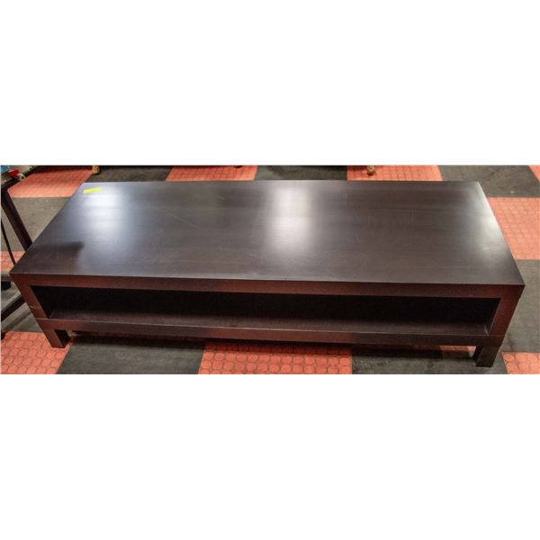 DARK BROWN WOOD GRAIN 2-SHELF COFFEE TABLE