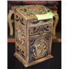 Image 1 : 1930'S HAND CARVED WOOD CABINET W/DRAWER METAL