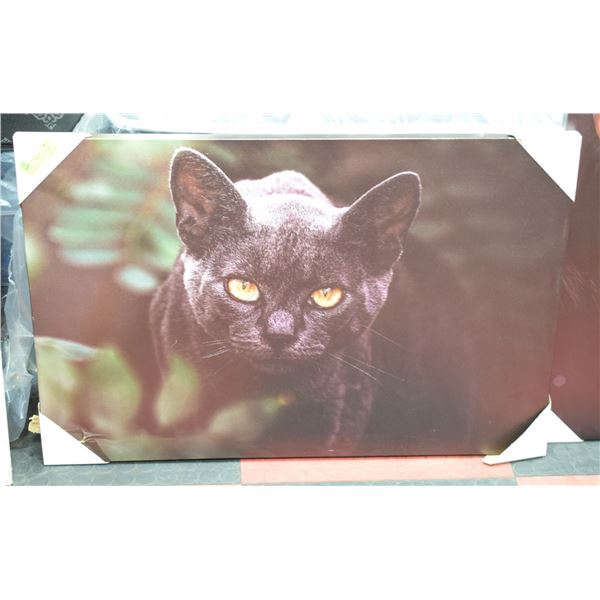 BLACK CAT CANVAS ART PICTURE APPROX 24" X 35.5"