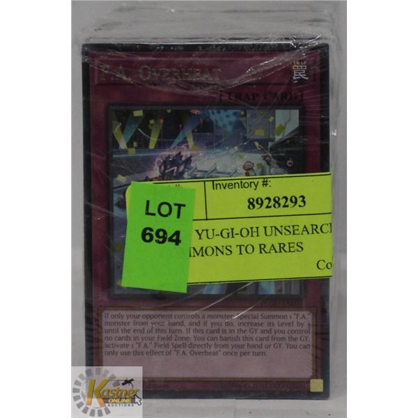 400 + YU-GI-OH UNSEARCHED CARDS COMMONS TO RARES