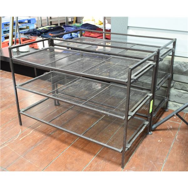 PAIR OF METAL SHOE RACKS