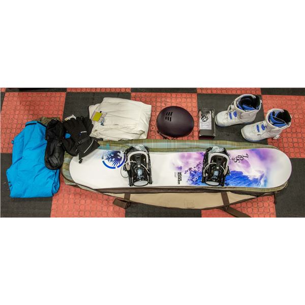 LADIES SNOWBOARD AND GEAR SET