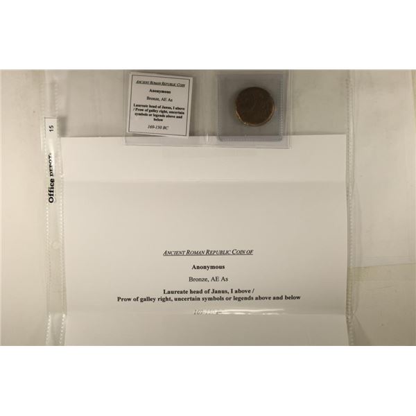 169-150 B.C. ANONYMOUS  BRONZE ANCIENT COIN OF THE