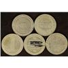 Image 2 : 5-ASSORTED $1 GAMING TOKENS 1993 RAINBOW CASINO