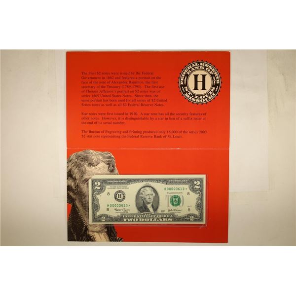SERIES 2003 $2 SINGLE STAR NOTE FEDERAL RESERVE