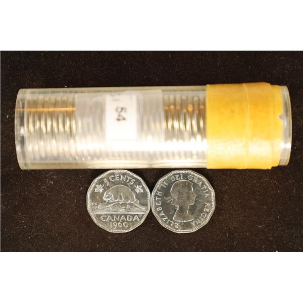 ROLL OF 40-BRILLIANT UNC 1960 CANADA 5 CENTS