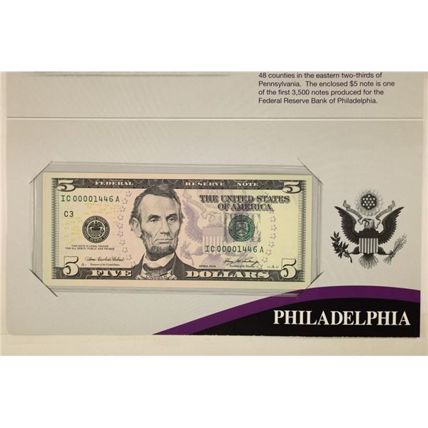 SERIES 2006 $5 SINGLE NOTE PHILADELPHIA CRISP UNC