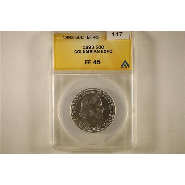 1893 COLOMBIAN EXPOSITION HALF DOLLAR ANACS EF45