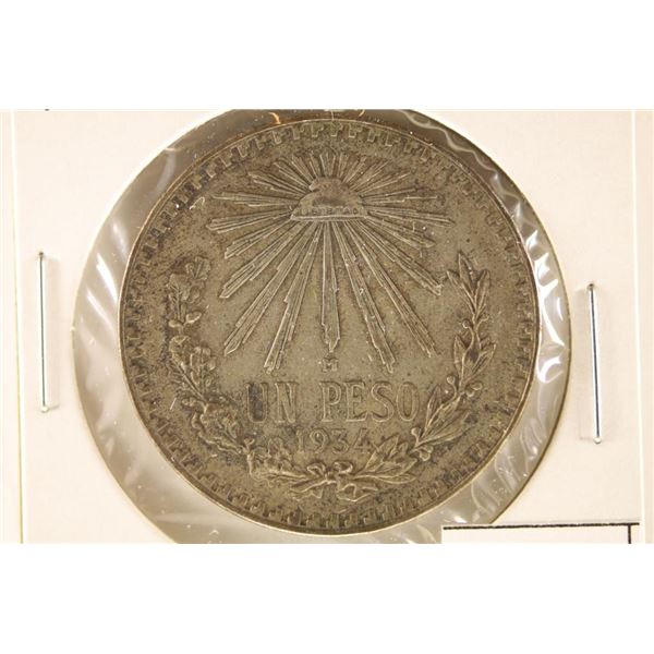 1934-M MEXICO SILVER PESO .3856 OZ. ASW