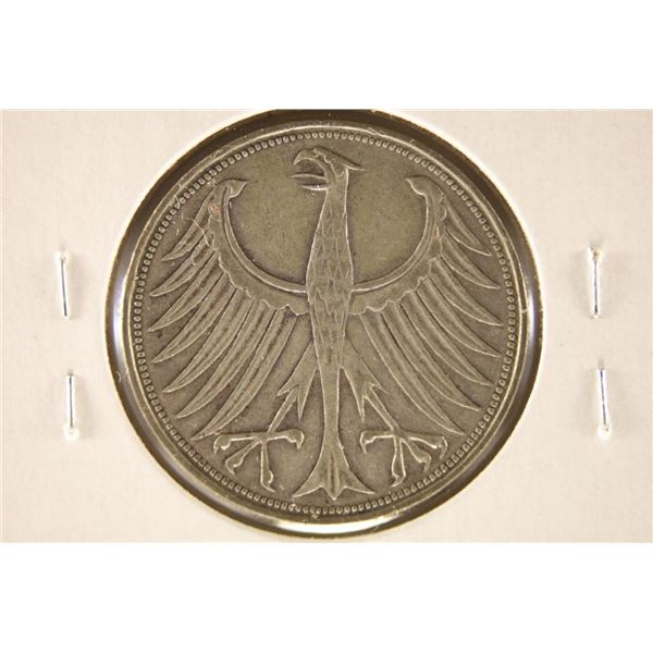 1958-D GERMAN SILVER 5 MARKS